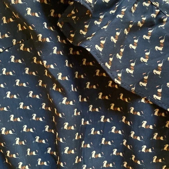 Anthropologie THML Equestrian Horse Pony Ruffle Pullover Animal Print Dress - L - Picture 6 of 8